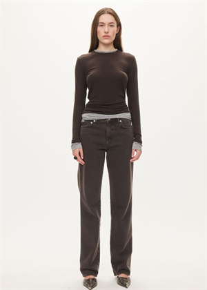 Bibi bluse Dark Brown/Grey Mel. Oval Square 